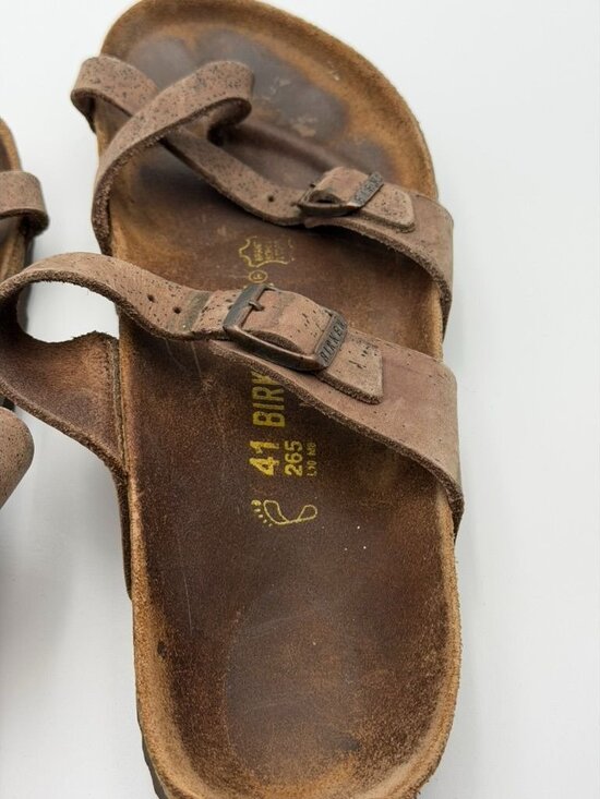 BIRKENSTOCK Mayari Sandals Womens Mens‎ 41 Brown Leather Buckle Comfort Footbed